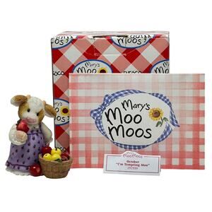 Mary’s Moo Moos October “I’m Tempting You” 1996 Figurine Box & Inserts MM060 NOS
